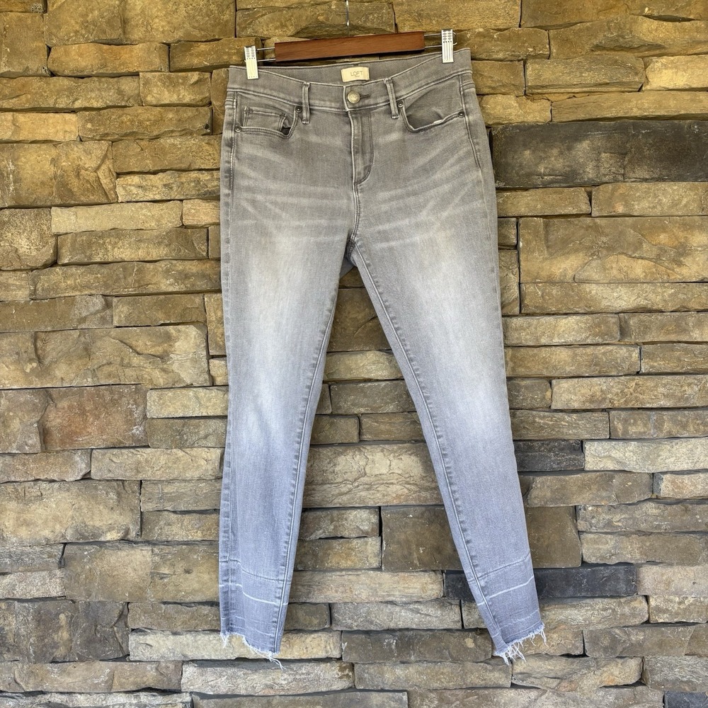Loft Outlet Jeans Women's 6/28Gray High Rise Skinny Ankle Denim Pants Light Wash